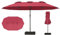 RELAX4LIFE Grand Parasol Double avec Pied 4,7M, Grand Parasol de Jardin Extérieur avec Manivelle, 12 Baleines, Base Croix, Sacs de Sable, Ventilé, Protection Solaire pour Terrasse Marché (Rouge)