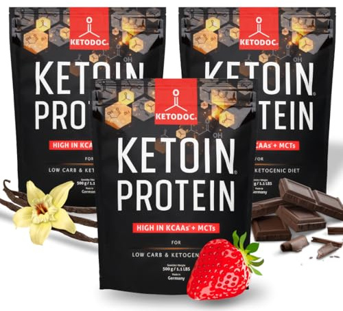 KETOIN - Das Eiweiß für Keto | Ketogenes Proteinpulver für deine Ketose | Proteinshake für verschiedene Diäten und als Ergänzung zum Sport | mit KCAA & MCT - 3x 500g (MIXBOX)