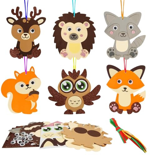 Smdbzda 12 Stück Herbst Tier Bastelsets für Kinder, Filz Herbst Basteln Kindern Herbstdeko, Bastelset Her-bst Kinder mit Moosgummi Aufkleber, für Jungen Mädchen Herbstszeit Thanksgiving Geburtstag