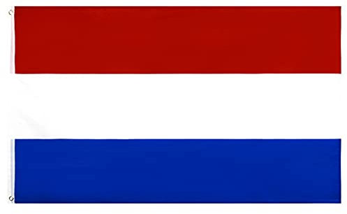 Drapeau des Pays-Bas de 0,9 x 1,5 m, couleur vive et résistant à la décoloration, double couture, drapeau national hollandais en polyester avec œillets en laiton, drapeau rouge, blanc, bleu