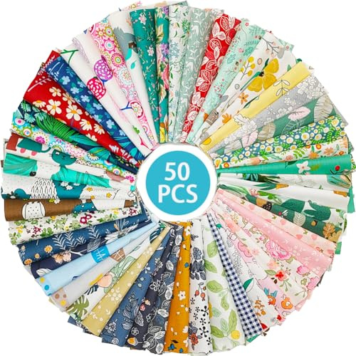 50Pcs 5.9 x 5.9 Fabric Bundles, Top Cotton Quilting Sheets, Precut Multi-Color and Different Pattern Squares Patchwork, for Sewing Crafting Home Party DIY Sewing Mask.