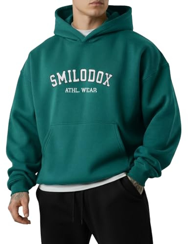 SMILODOX Hoodie Herren Kayson, Oversize Kapuzenpullover mit Frontprint, große Kapuze Sweatshirt, Kängurutasche, weicher Stoff, Warmer Pulli ideal für für Streetstyle, Alltag und Freizeit