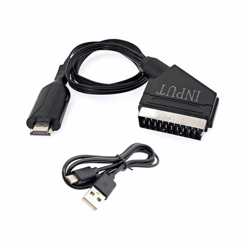 JZK Scart-zu-HDMI-Konverter mit USB-Kabel, Full-HD-Video- und Audio-Konverter (720p/1080p), Scart-Eingang, HDMI-Ausgang, Video- und Audio-Adapter für HDTV, Set-Top-Box und DVD-Player