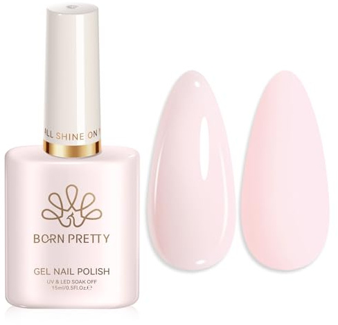 Born Pretty Vernis Semi Permanent Rose Pâle 15ML, Vernis à Ongles Gel Soak Off UV LED Gel Polish Nail pour Salon De Manucure DIY Home