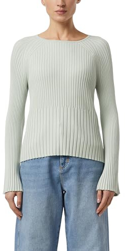 COMMA Rippstrickpullover mit Trompeten-Ärmeln