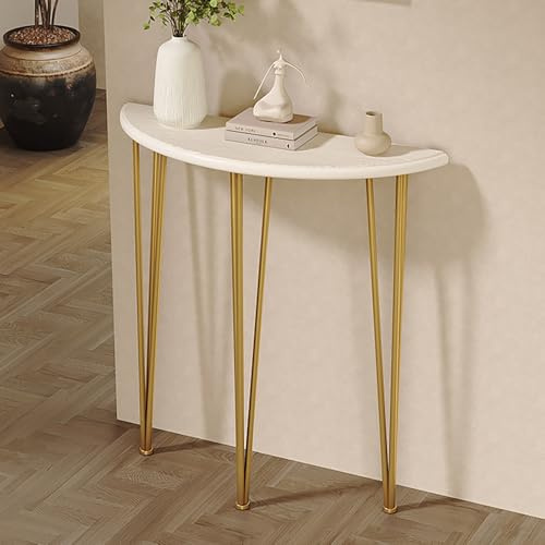 OAKVYNE Table Console Moderne Demi-Lune Décorative, Console D'Entrée Semi-Circulaire Étroite pour Canapé, Séjour, Couloir, Foyer Et Entrée(Gold,80cm)