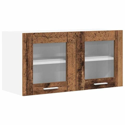 HFXHIJXQ Hängeschrank Küche 80 x 31 x 40 cm Altes Holz und Weiß aus Holzwerkstoff Modernes Design Stauraumwunder mit 2 Türen Robust für Küche Esszimmer Home Bar