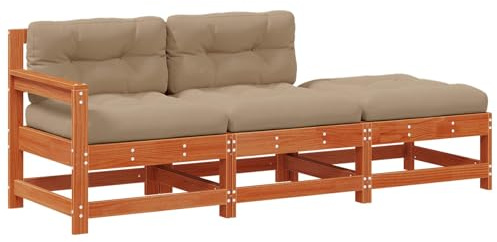 vidaXL Sectional Sofa Einheiten Wachsbraun 190 x 62 x 70,5cm, Garten und Terrasse, Modulares Outdoor-Sofa, Zeitgemäße Sitzgelegenheit für Elegantes Wohnen, Bequeme Lounge-Möbel