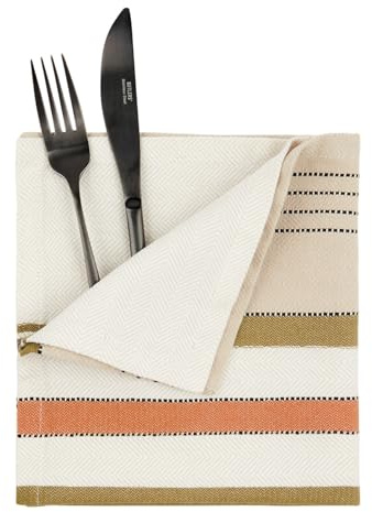 BUTLERS Serviette 40x40cm Baumwolle -INNER- Quadratisches Mundtuch mit gewebtem Streifenmuster | Wiederverwendbare Tischwäsche | Gedeckter Tisch
