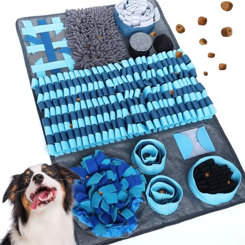 onebarleycorn Tapis de Fouille Chien XXL, Grand Tapis de Fouille Snuffle Mat pour Chien (Bleu)