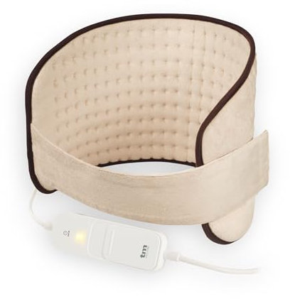 TM Electron Almohadilla Eléctrica para la Zona Lumbar y Abdominal, con 3 niveles de Temperatura, Transpirable y Lavable, Beige