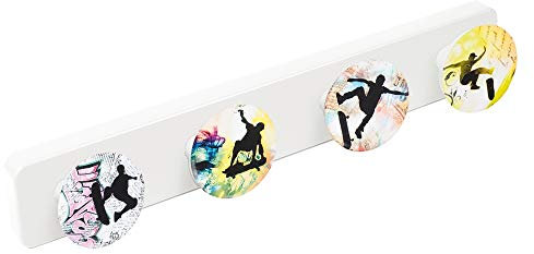 POIGNÉELINE Portemanteau Patère Mur résine ABS Boutons Skate 410x60MM