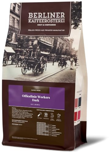 Berliner Kaffeerösterei - Workers Dark (1000g / ganze Bohne), Röstgrad Kaffee: mittel, 100% Arabica Bohnen, Aromaprofil: Karamallig/Nussig