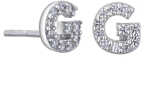VIKI LYNN Initiale Ohrringen Buchstabe Alphabet Ohrstecker Schmuck 925 Sterling Silber für Damen Frauen Herren