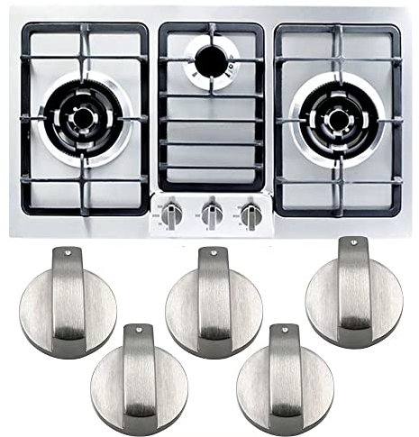 Pommeau de cuisinière à gaz, 5 pièces, 6 mm, en métal, couleur argent, pour contrôle de la surface de cuisson