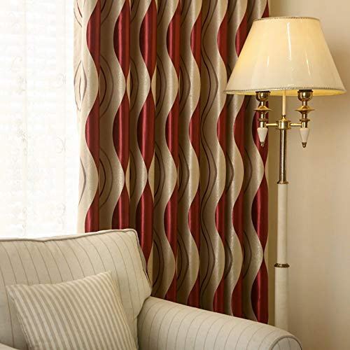 2 Panels Set Modern Striped Curtains for Living Room Eyelet Curtains for Bedroom (Red, 2 x 66x84 Inch)