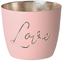 Gift Company - Windlicht, Teelichthalter - Madras - Love - Metall - Blush/Gold - 10 x 8,5 cm