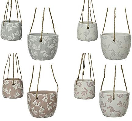Blumenampel Hängeampel Blumentopf Pflanzenhalter Pflanzenhänger Terrakotta grün pink weiß 2er Set - Auswahl Zufallsprinzip