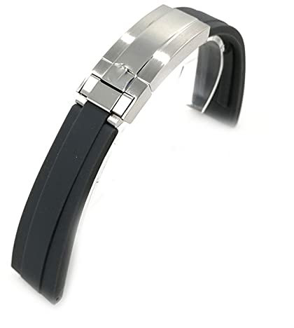 YYCHER Uhrenzubehör-Band für Rolex Daytona Black Water Ghost Submariner Serie Herren, 20 mm, Gummi-Uhrenarmband (Armbandfarbe: Dunkelbraun, Bandbreite: 20 mm mit Logo)