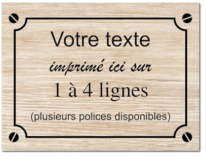 Plaque de rue décorative en aluminium Personnalisée pour intérieur et extérieur 20x15cm Bois
