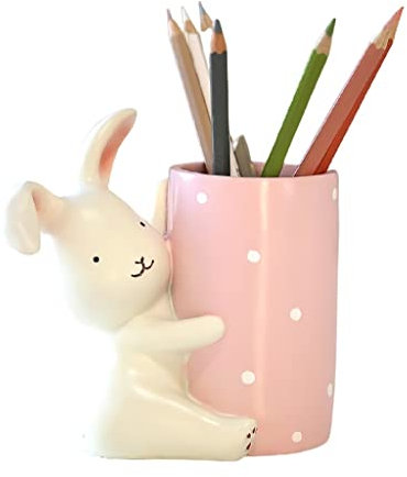FKJLUN Pot à crayons en résine en forme de lapin mignon - Pour bureau - Pour garçons et filles