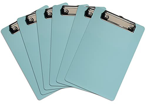 Hnogri Kunststoff A5 Klemmbrett 6er Set, Grün Kleines Klemmbrett Standard A5 Größe Memo Klemmbretter für Studenten, Frauen, Büro, Schule, Low Profile Clip, Mini Klemmbrett Größe 6 x 9, Grün