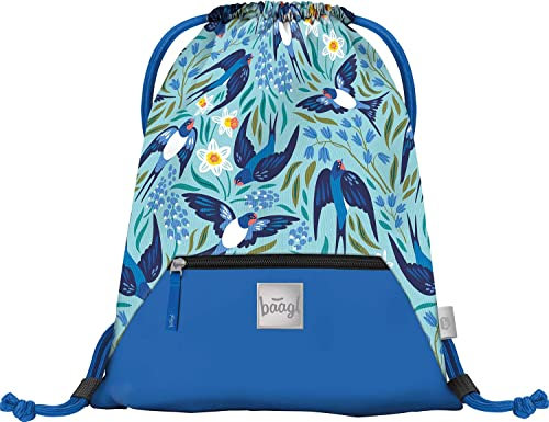 Baagl Turnbeutel für Mädchen, Wasserdichte Schuhbeutel für Kinder, Schule und Kindergarten Sportbeutel, Sportsack (Schwalben)