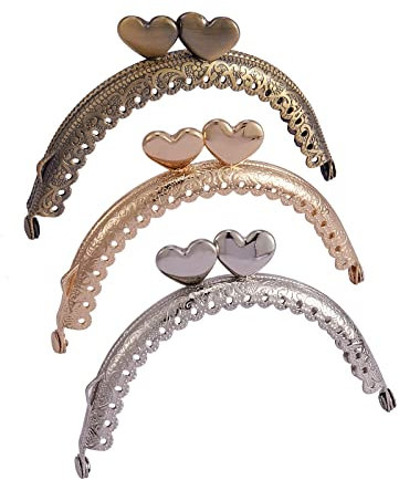 BEEFLYING 3 Pièces Poignées de Porte-Monnaie à Fermoir Portefeuille - Fermoir à Baiser Clip de Sac à Main rétro en Arc pour Le Bricolage Poignée de Sac à Main Couture