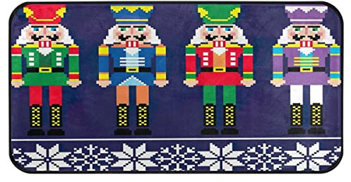 Norwegian Vintage Style Christmas Nutcrackers Kitchen Floor Mat Non Slip Absorbent Bath Rug Comfort Standing Mat Runner Rug for Bathroom Hallway Entryway Living Room Bedroom 39 x 20 Inches