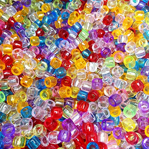 Lnvision 1000 Stück Transparent Pony perlen mit Zum Auffädeln Großes Loch 6x8mm Bunte Perlen Bastelperlen Mischfarbige Perlen für Halsketten Armbänder Schmuckherstellung