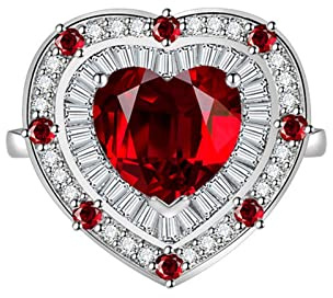 Epinki Schmuck Verlobungsring Damen, Herz Form Ehe Ring Frau mit Zirkonia Herz, Versilbert Ring