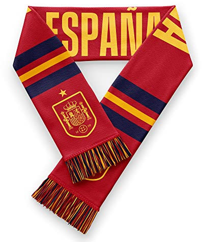 RFEF Offizieller Schal 1909 | detailliert mit dem Wappen der Nationalmannschaft und dem Weltstern, Maße: 130 x 20 cm, Erwachsene, Unisex, Rot, ST