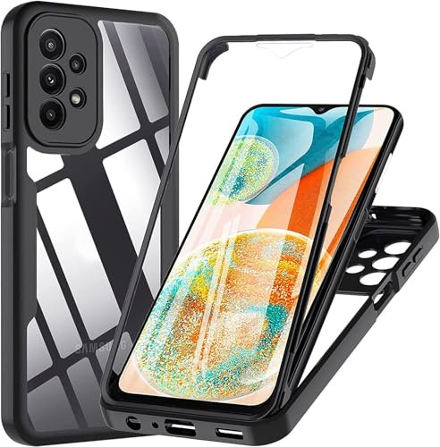 betterfon 360 Grad Hülle Kompatibel mit Samsung Galaxy A23 5G | Handyhülle mit eingebautem Displayschutz für Galaxy A23 5G | Schwarz