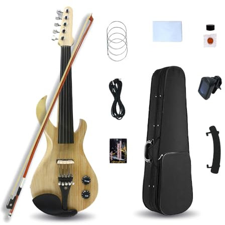 Yinfente 5 String Violino Elettrico 4/4 violino full size forma chitarra elettrica Ebano violino parti con Corpo in legno massello libero violino caso arco