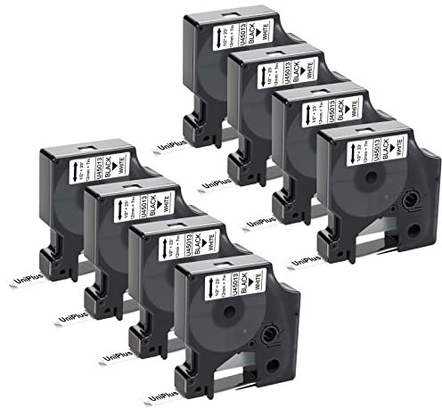 UniPlus Kompatible D1 12mm Etikettenband Ersatz für Dymo D1 45013 S0720530 45013s Etikettenband D1 Schwarz auf Weiß, funktioniert mit Dymo LabelManager 160 210D 360D 420P LabelWriter 450 Duo