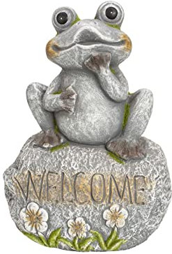 Mel-O-Design 2416 Frosch sitzend auf Welcome-Stein