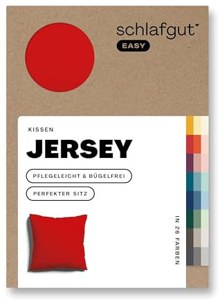 Schlafgut Easy Jersey Kissenbezug 80x80 cm Red Deep mit 100% Baumwolle, superweicher & atmungsaktiver Kopfkissenbezug