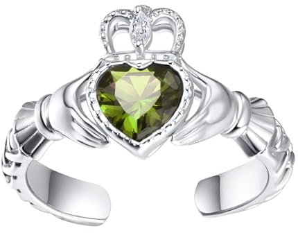 Claddagh Ring Damen Sterling Silber Irish Claddagh Ring Keltische Claddagh August Geburtsstein Ring Geschenke für Damen Mädchen