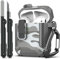 RFUNGUANGO Compatibile con AirPods Cover Custodia kit di pulizia, armatura protettiva militare con serratura Compatibile con custodia di ricarica AirPod Gen 1&2, Grigio mimetico