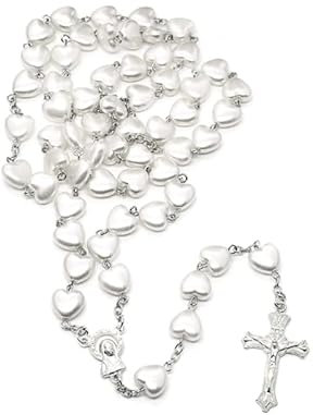 Hyclam Rosario Cattolico Collana Signora Ragazza Rosa Bianco Cristallo Legno Preghiera Rosario Catena Crociata Gioielli Cristiani Regalo Per Donna Donna Donna Collana Gioielli Regalo Regalo