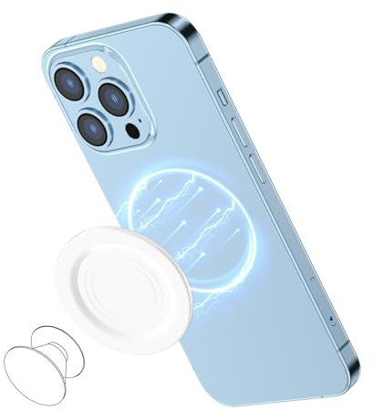 AUROX Compatible with MagSafe Base for iPhone 16/15/14/13/12 Magnetic Base Plate - Intended for Pop Socket Grip and Phone Ring Holder - Removable for Wireless Charging (White)