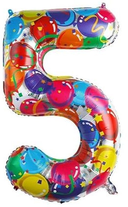 Ballon Chiffre 5 Coloré Anniversaire Numero 5 Deco Birthday, Number 5 Ballon Party Deco Soutenir helium - 40pouces