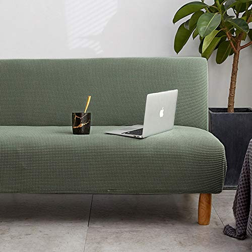 SPOUR Armloser Sofabezug Stretch-Sofabett-Überzug Futon-Überzug Anti-Rutsch-Sofa Klappsofa-Schutz ohne Armlehnen-grün groß