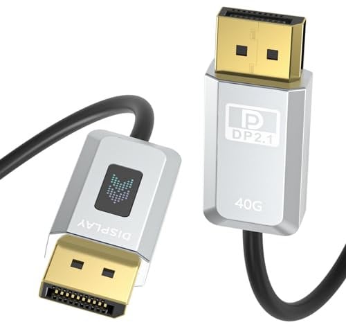 16K Glasfaser DisplayPort 2.1 Kabel 5M, DP 2.1 Kabel [16K@30Hz, 8K@60Hz, 4K@240Hz] 40Gbps Display Port 2.1 AOC Unterstützung UHBR10/HDR/HDCP, FreeSync G-Sync für Gaming Monitor 4090 3090 Grafikkarte