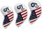 3pcs American Flag Golf Wedge Head Cover, US Flag Wedge Covers Set 52 56 60 for Taylor Made, Ping, Callaway, Mizuno - Premium Leather Golf Iron Club Head Cover Headcover for Men