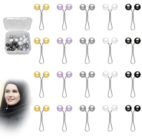 20 pièces Clips de Hijab Clip de Perle Épingle de Foulard Broche de Perle Épingle de Perle en Forme de U Clip de Larme Clip de Foulard de Sauteur, pour Les Femmes Dames Vêtements de Femmes Foulard(5)