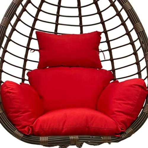 Hängesessel Kissen Outdoor, Wasserdicht Polster Hängekorb, Auflage für Polyrattan/Rattan Hängeschaukel, Schaukel Korb, Nur Schaukelkissen, Rot