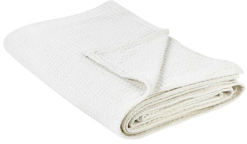 Beliani Tagesdecke Baumwolle beige/Hellbeige 220 x 240 cm Waffelpique Ragala