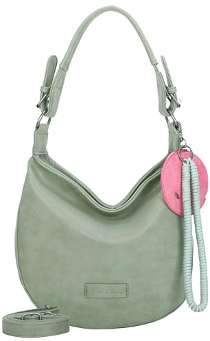 Fritzi Hobo Vintage Hobo Kunstleder Damen Umhängetasche Festival City vegan abnehmbarer Anhänger Vintage-Waschung 31 x 33 x 10 cm – Schwarz, Rosa, Braun, Gruen, Beige, Pink, Blau, Gelb