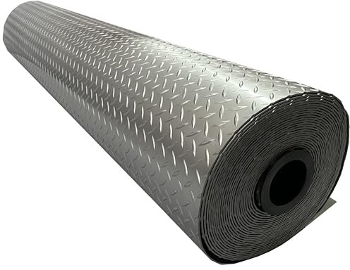 Shield Autocare © Heavy Duty PVC Vinyl Floor Matting Garage Industrial Work Gym Van Shed Non Slip Large Diamond Checker 1.5m Wide 3mm Thick Black | Grey | Silver (Silver, 1m x 1.5m)